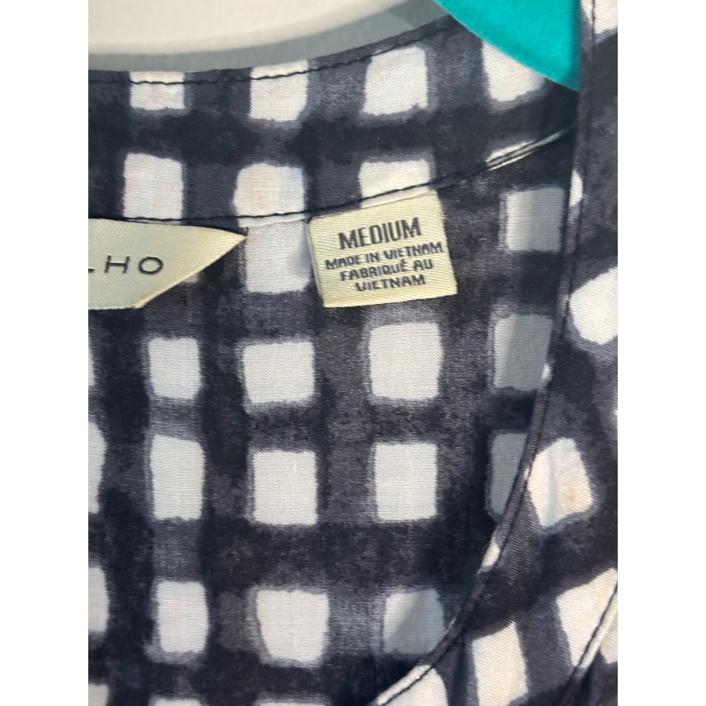 11.1 Tylho Womens Black White Grid Check Sleeveless Button Front Shirt Dress M - Picture 3 of 6